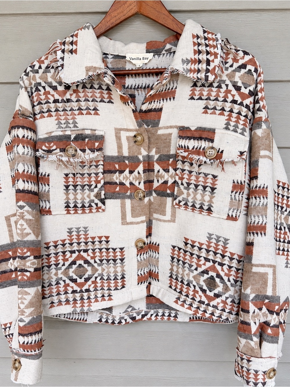 Vanilla Bay Southwestern Print Cropped Shacket